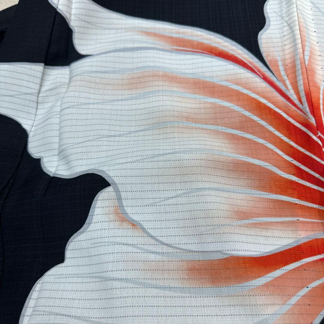 撫松庵 金魚 薄物 絽 黒地　セオアルファ　浴衣