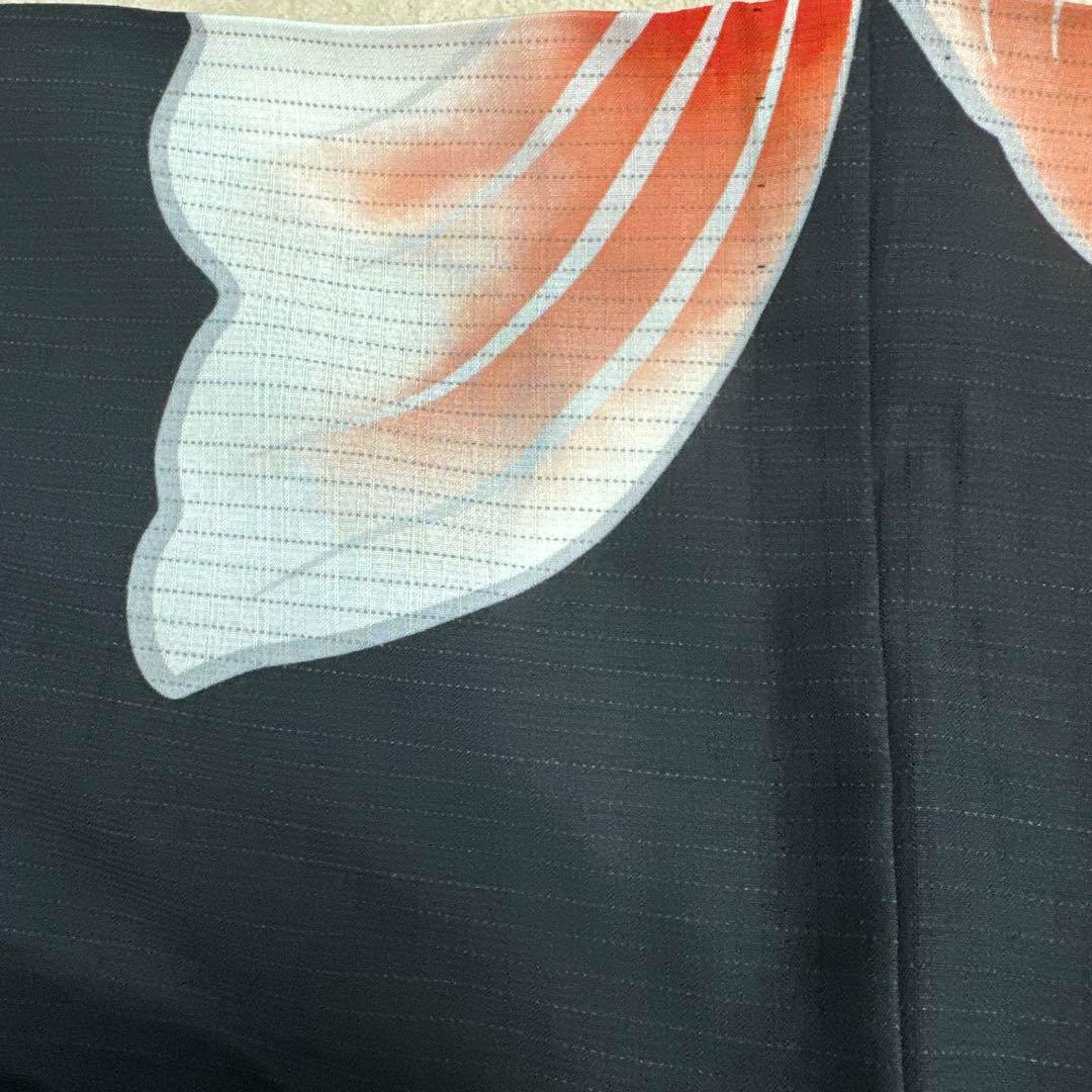 撫松庵 金魚 薄物 絽 黒地　セオアルファ　浴衣