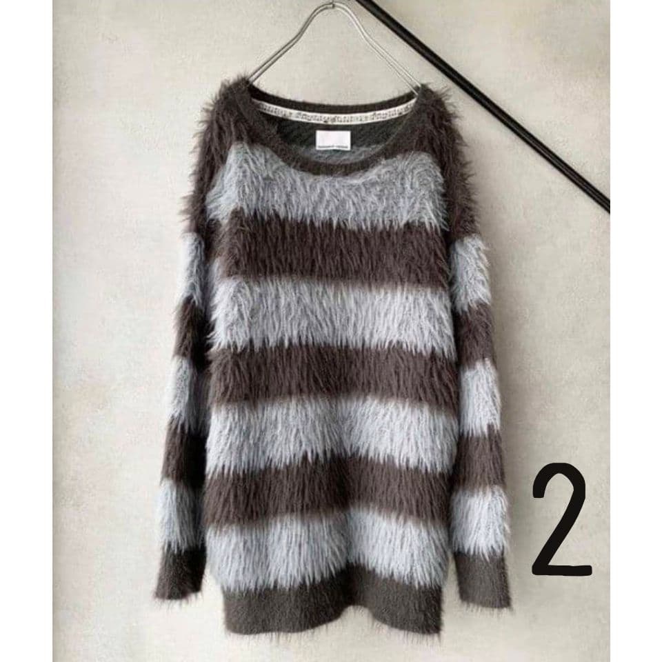 名作★廃盤品ナンバーナイン フェザーファーヤーンシャギーニットセーターアッシュ2