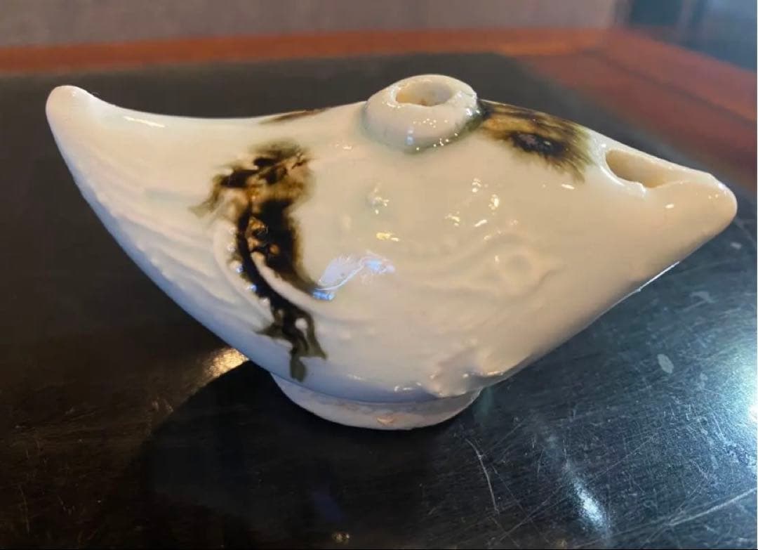 李朝　水滴　３点セット　鑑賞台付 １点　中国文物局蝋印付　ヴィンテージ　レア