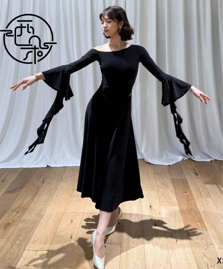 新品⭐️XI-DUO DANCE ブラックオフショルダードレス/ワンピースLサイズ