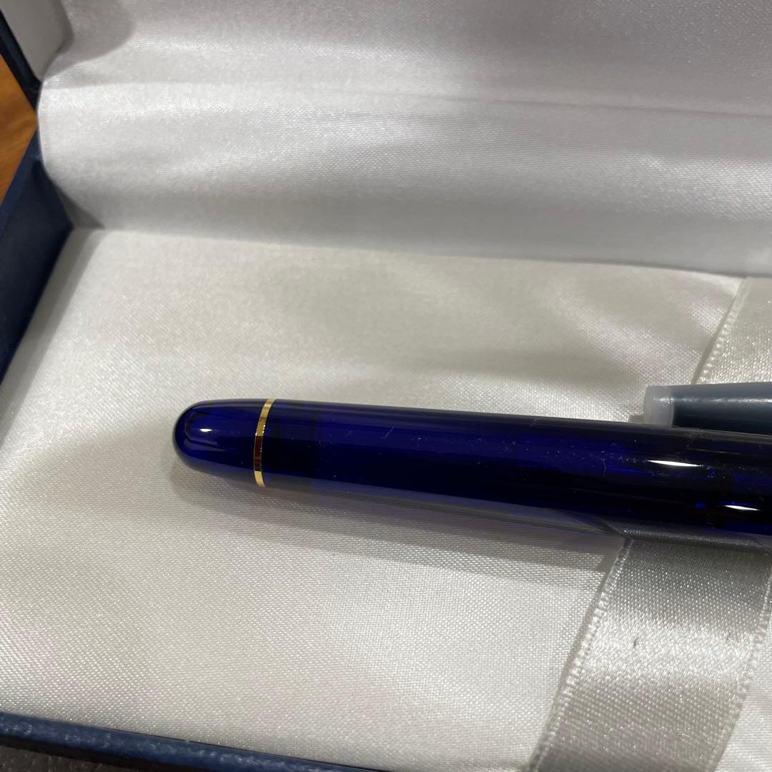 PLATINUM 青色 万年筆 専用ケース付き