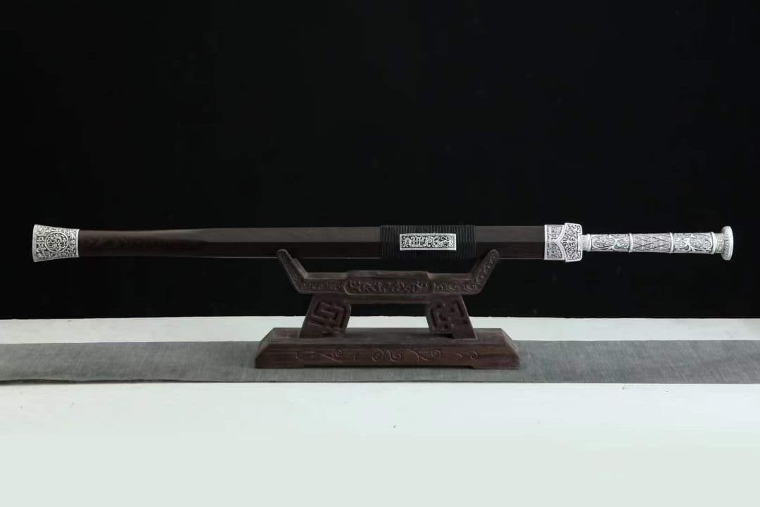 28寸合金擬古銀装玄武漢剣 古兵器 武具　刀装具　日本刀　模造刀 居合刀