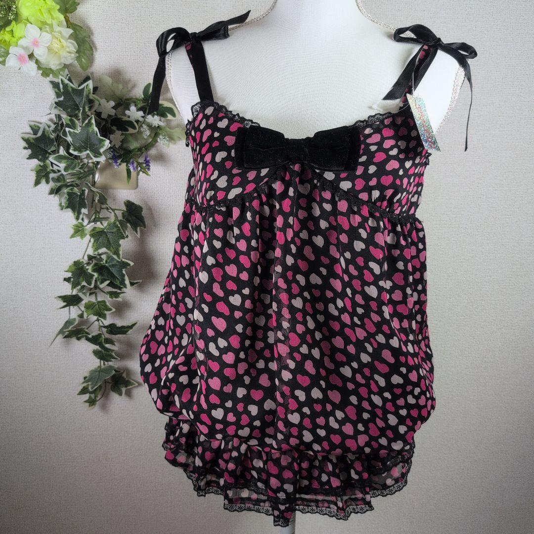 最安値♡希少 TRALALA トゥララ ハート柄リボン付きキャミソール 姫ギャル