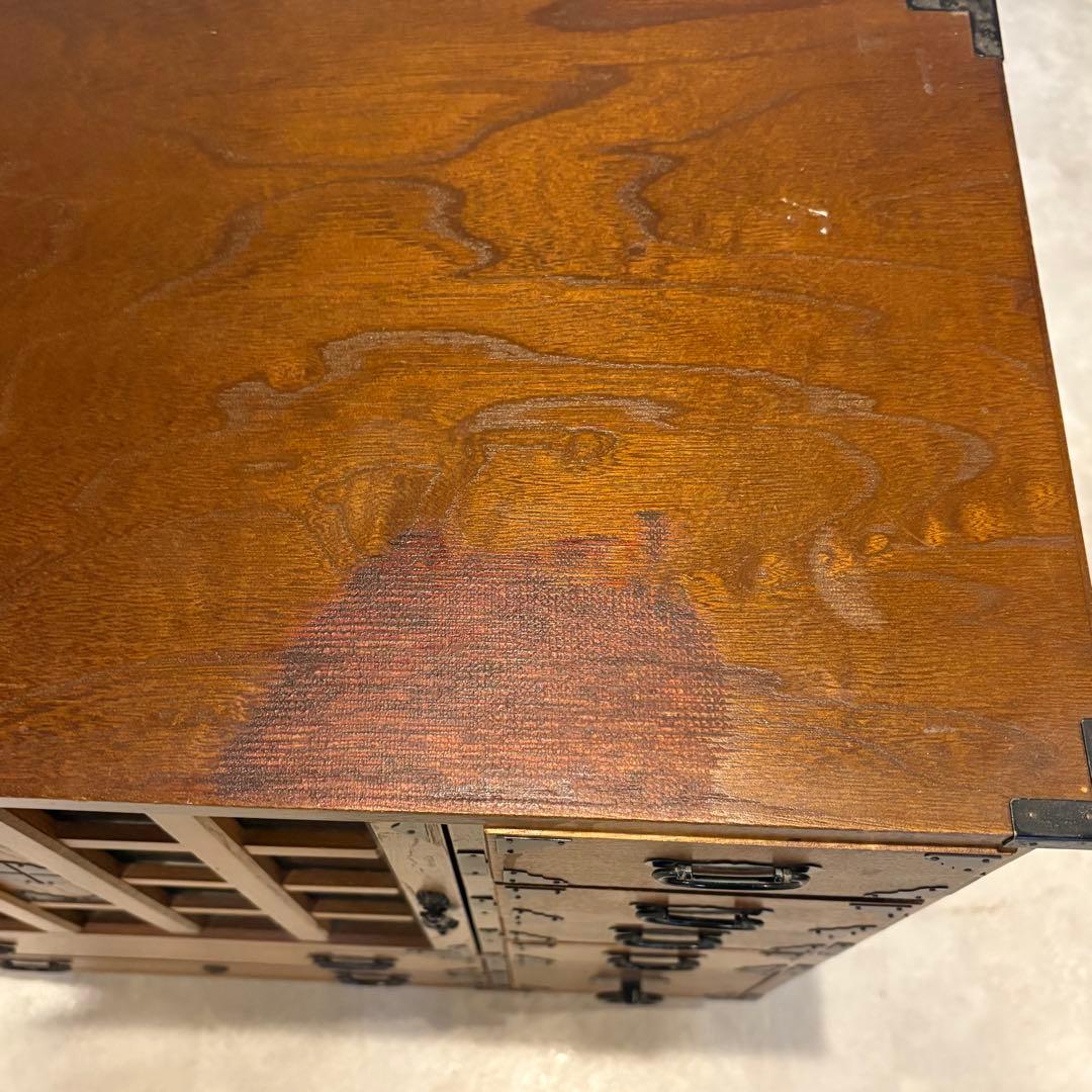 茶箪笥　和箪笥　収納棚　小箪笥　ガラス扉付き　レトロ　茶棚