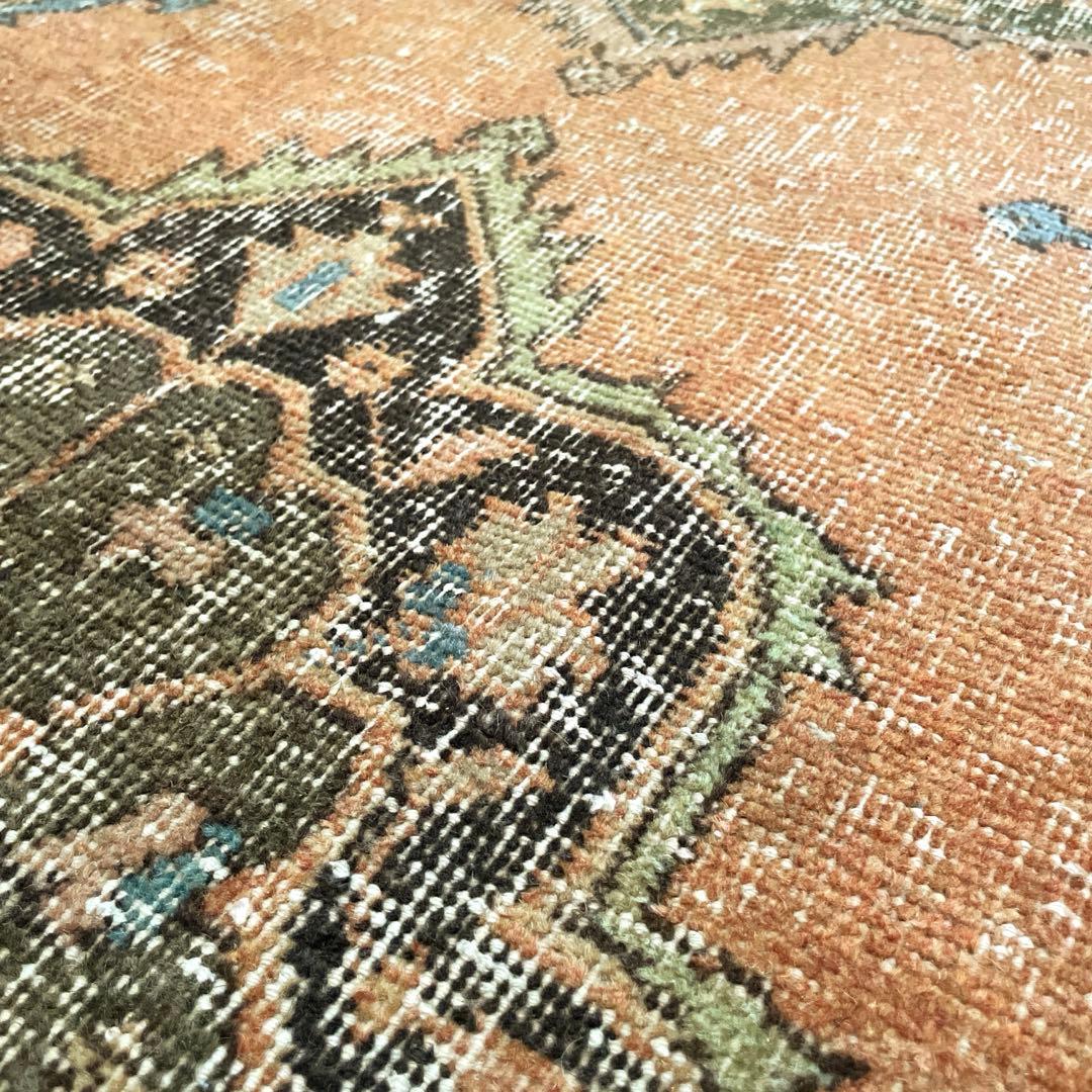 72×86 テラコッタカラー　オリエンタル柄 トルコヴィンテージラグ