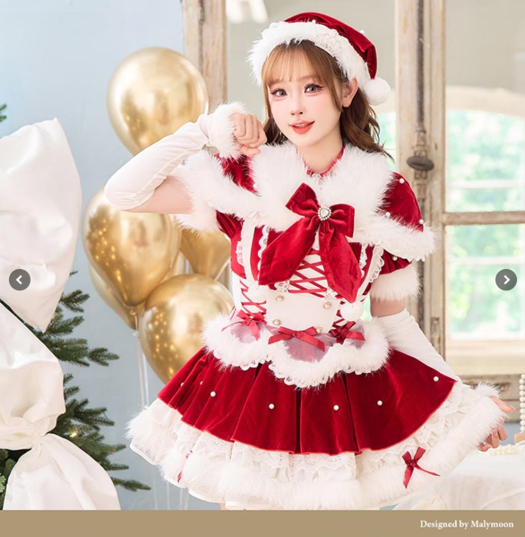 Malymoon ベルベットフルールパールサンタ コスプレ ML サンタコス