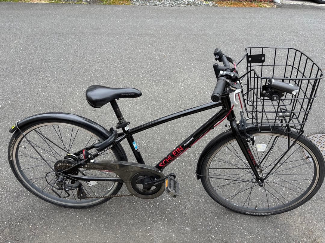 【麦茶】ブリヂストン シュライン ブラック 7段変速 前カゴ付き