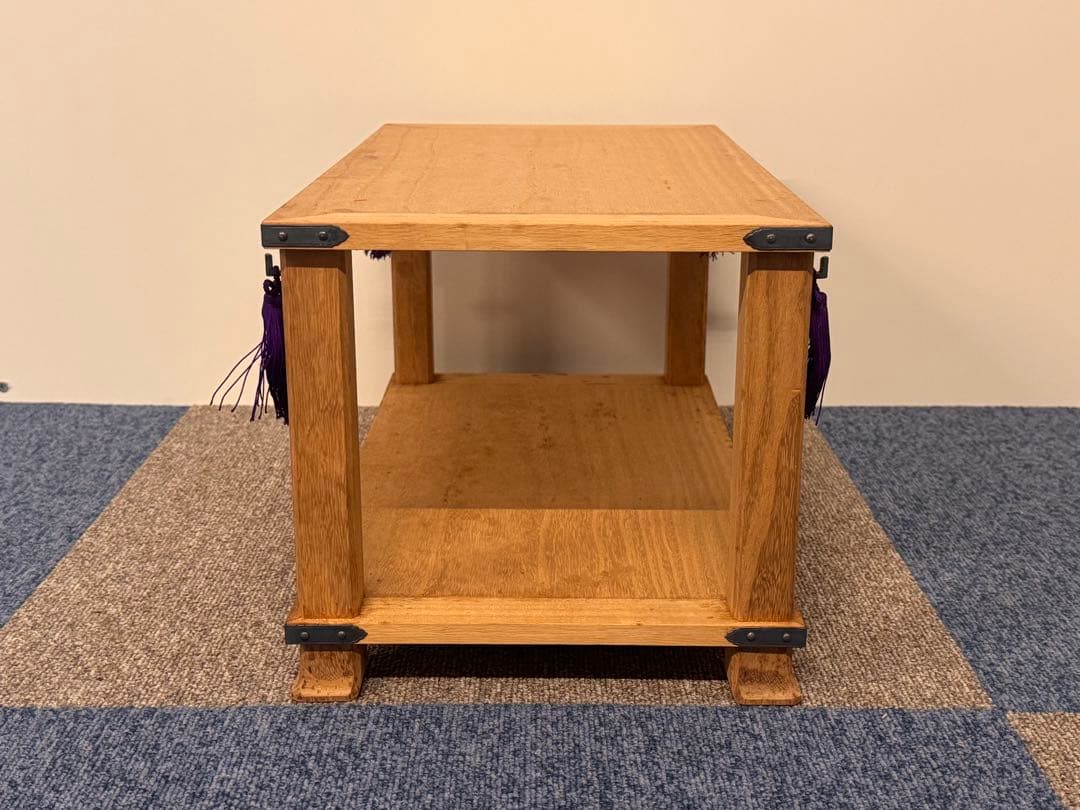 塗師 長谷川祐斎 作 冠基 房飾 共箱 木製 花台 二段