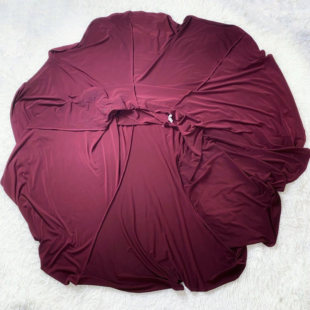 4極美品 社交ダンス フラメンコドレス スカートセットアップ バラモチーフ 赤