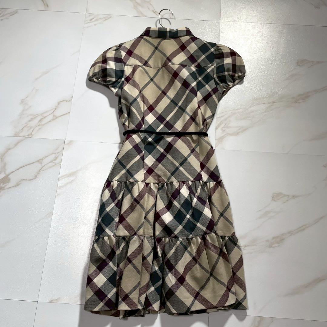 美品✨バーバリーブルーレーベル ノバチェックティアードワンピース ホース ベルト