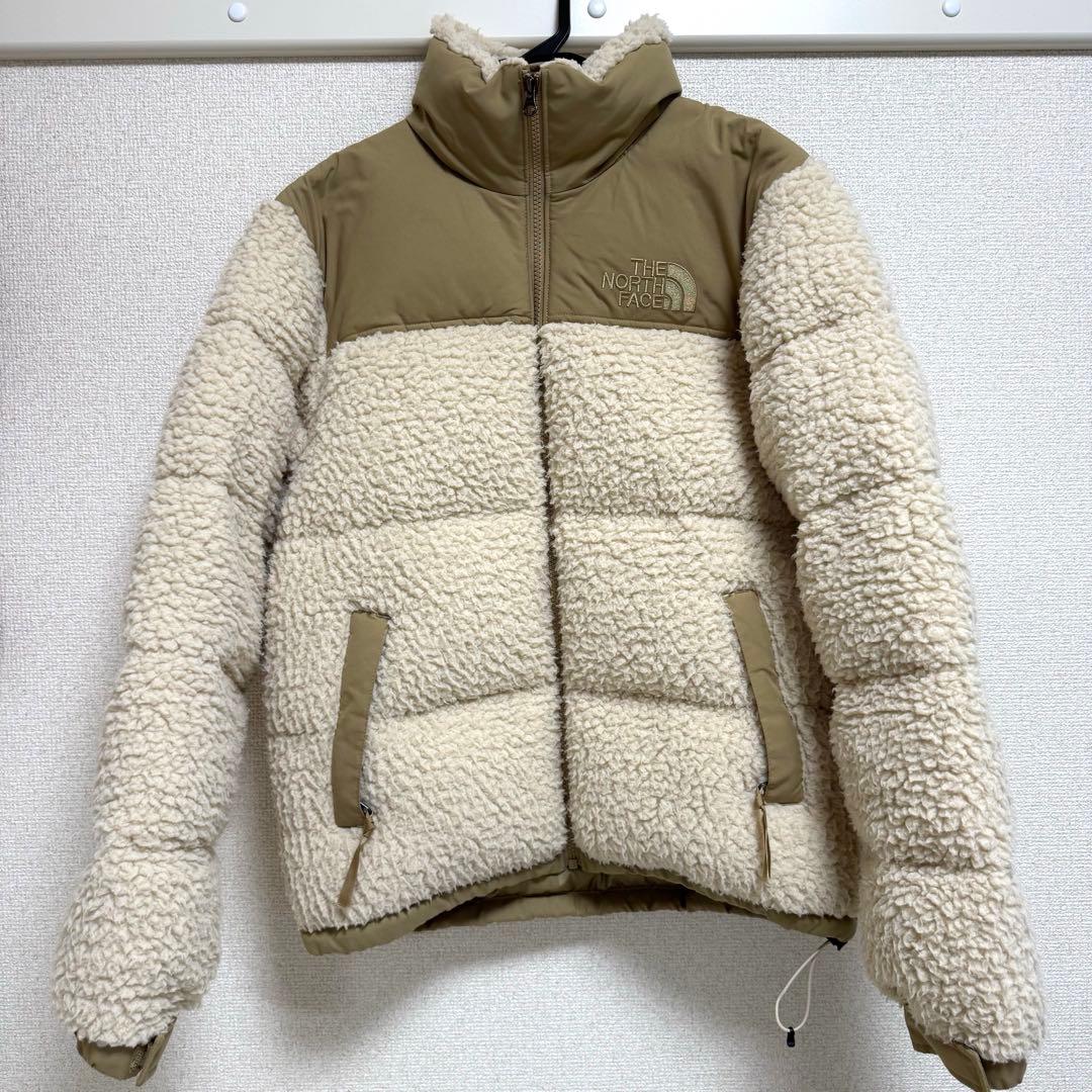 the north face ボア ベージュ ヌプシ ダウン メンズxs