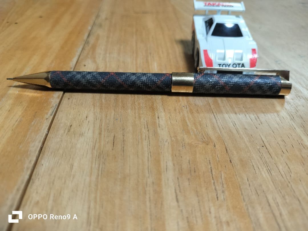 【レア】バーバリー 　チェック シャーペン　布張り　ネィビー　BURBERRY