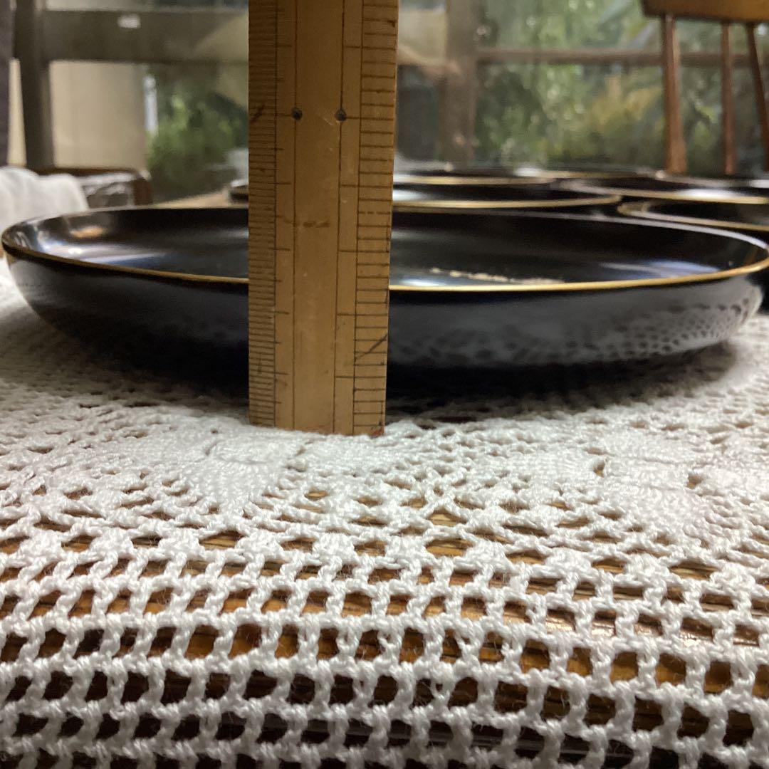 k2f5 漆器皿 20枚　　黒地 金色模様　年代物