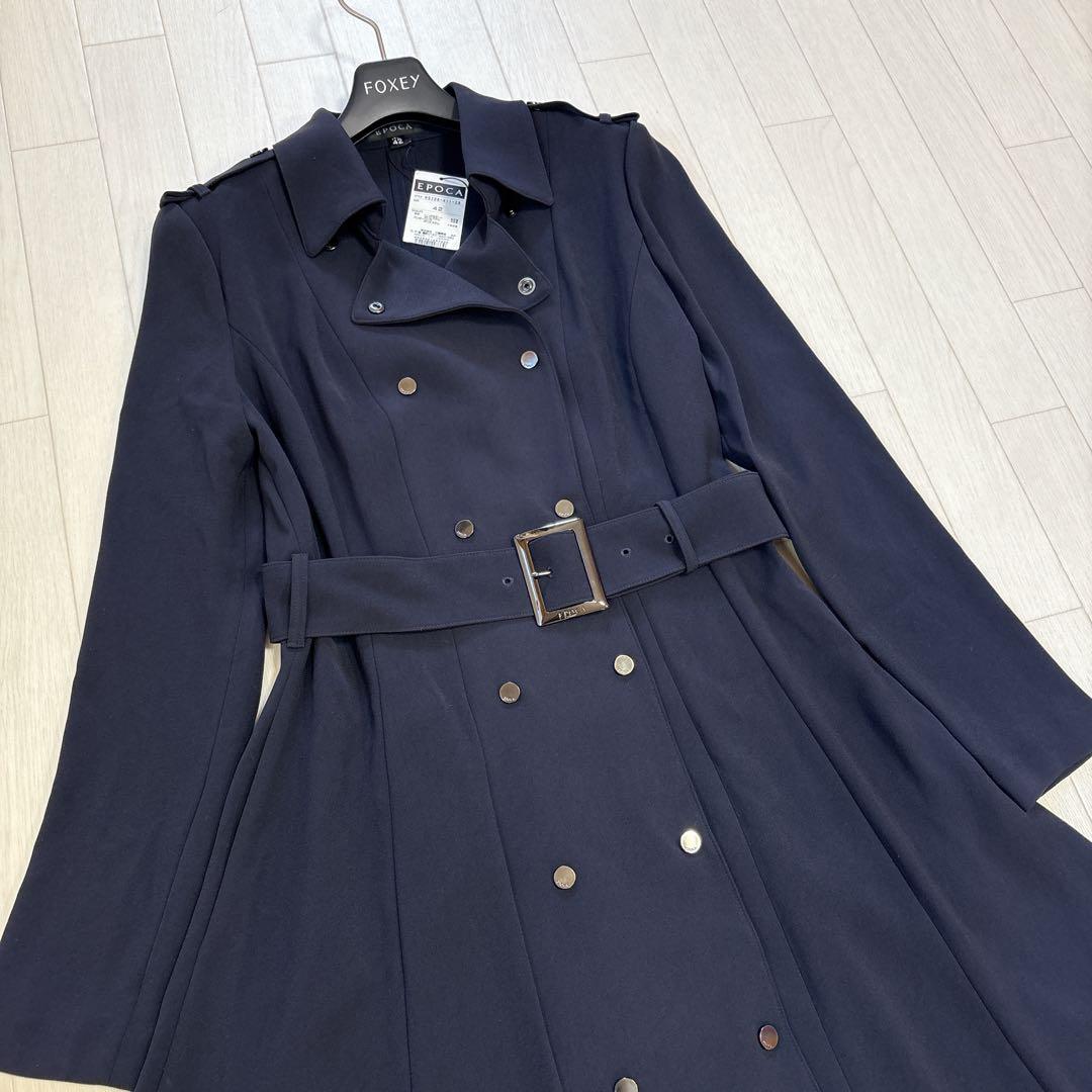 タグ付き EPOCA エポカ 2WAY トレンチ風ワンピース ネイビー 42