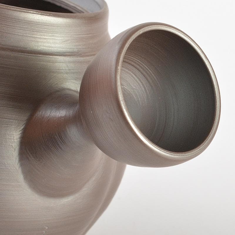 茶道具　萬古焼　清水洋造　横手急須　茶壷　共布共箱　V　6427