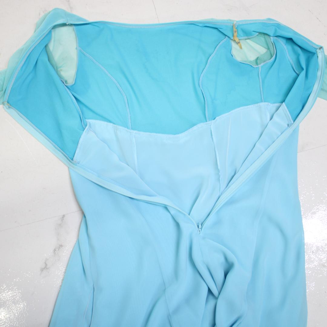 【日本製 社交ダンス衣装】スカイブルー CHACOTT ワンピース ドレス