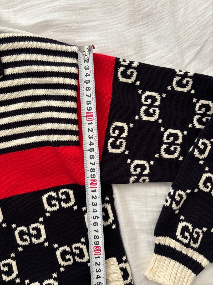 D*n様 GUCCI 545701 GGストライプ コットン ジップアップニット