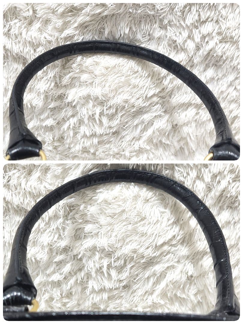 南京錠 クロコ 型押し ミニボストンバッグ ブラック J&M DAVIDSON