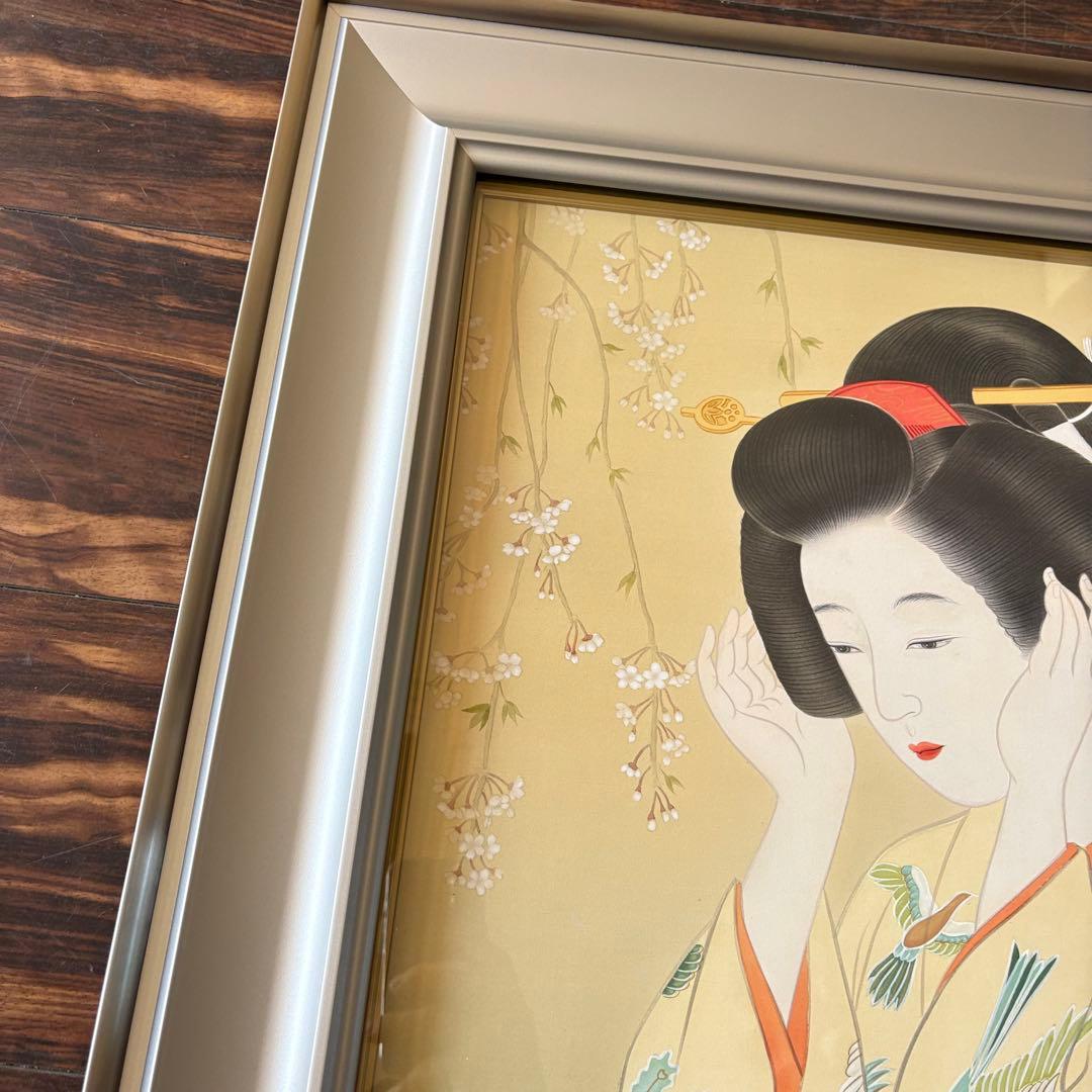 堀江浮水 (堀江豊生) 額装 美人画 真作 日本画 師/伊東深水 絵画 A