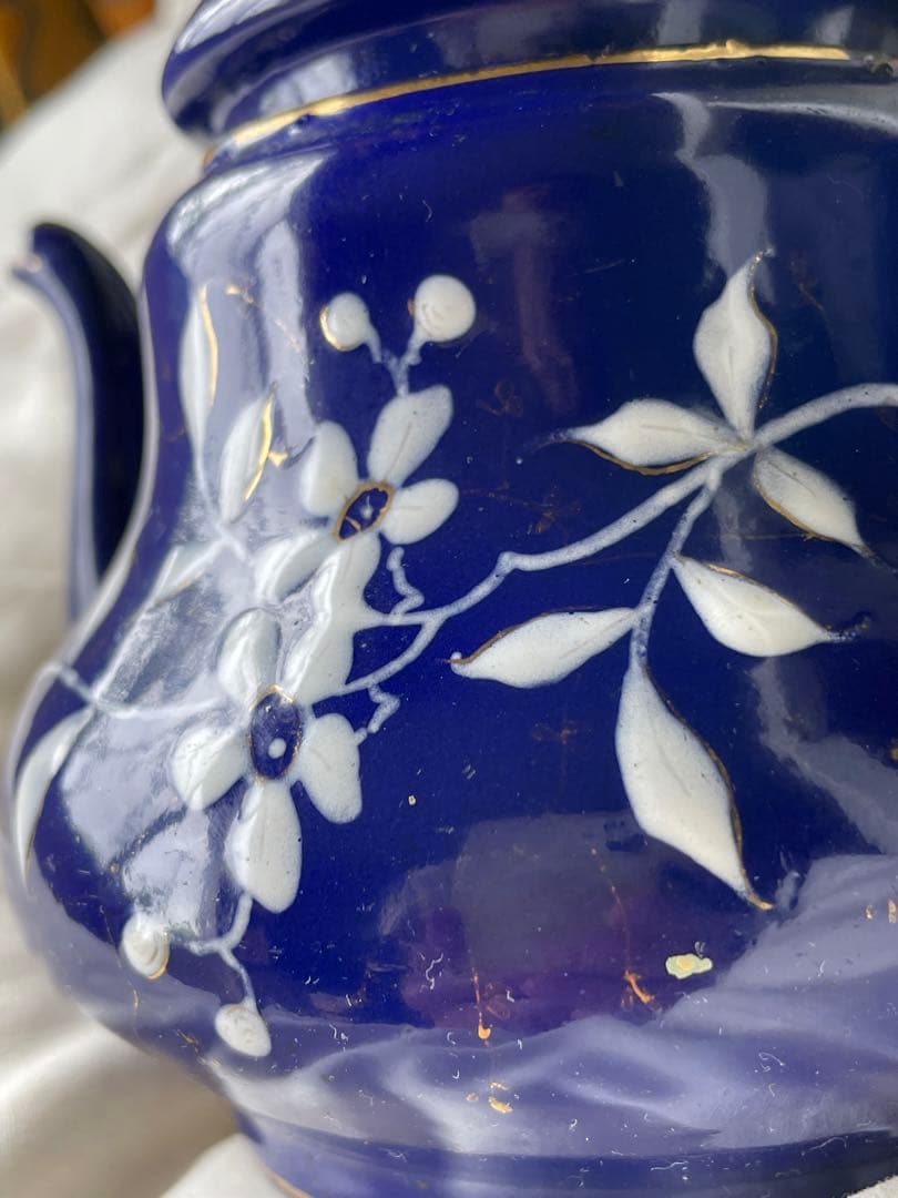 フランス　アンティーク　ホーロー　ティー　ポット　コーヒー　ポット　手書き　レア