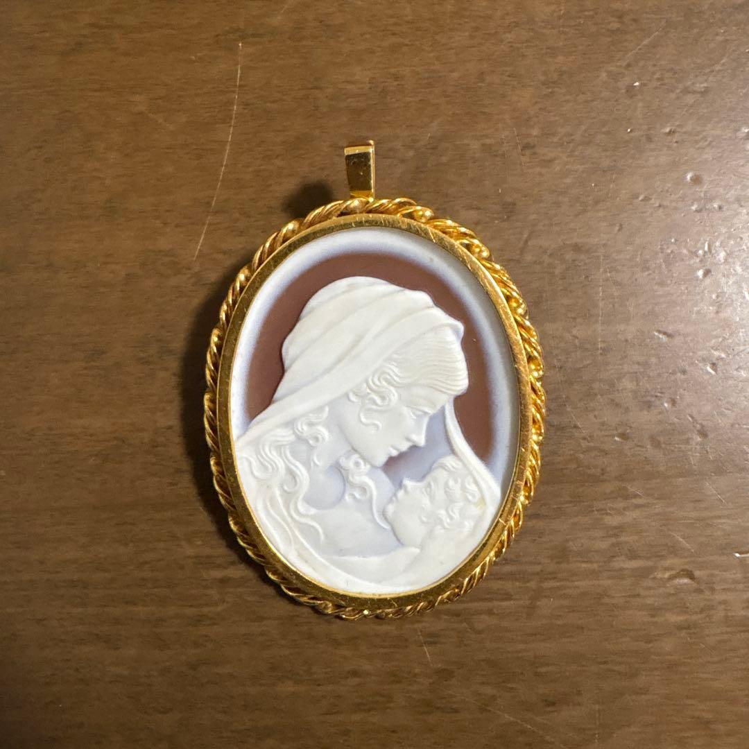 値下げ@カメオ　k18刻印あり　ブローチ