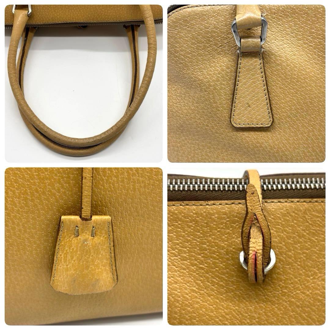 【ショッパー付】プラダ ハンドバッグ レザー 南京錠 ラウンドファスナー