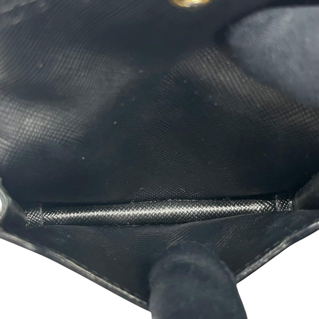 希少✨プラダ カードケース 名刺入れ サフィアーノレザー ロゴ金具 ブラック