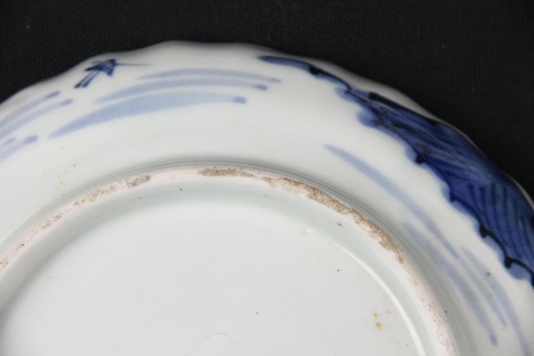 古伊万里 染付 山水図 五枚組 小皿 菓子皿 風景絵 江戸～明治期 Eo21-6