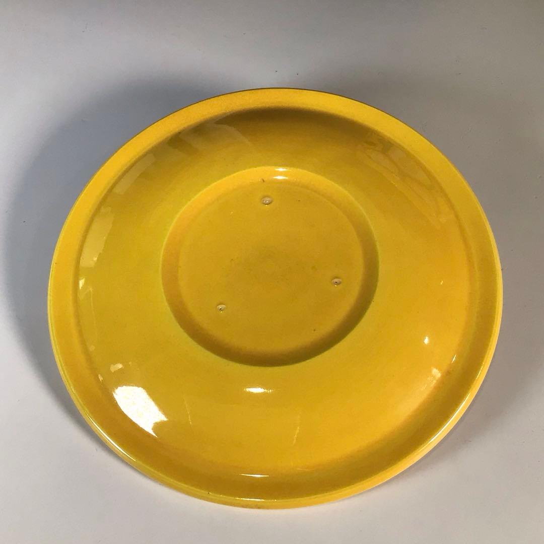 Ｍ４４７　水指　『平安　高野清鳳造』『黄交趾』『亀甲鶴亀文』　共箱　茶道具