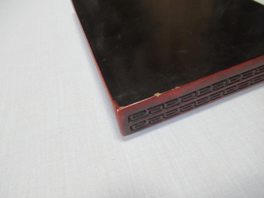 ◆希少 美品 1900年頃(清朝末期)◆剔紅/堆朱 蜀江文、蝶、燕、雷紋 硯箱