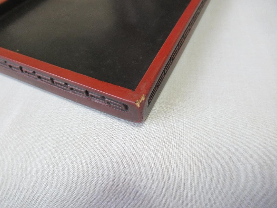 ◆希少 美品 1900年頃(清朝末期)◆剔紅/堆朱 蜀江文、蝶、燕、雷紋 硯箱