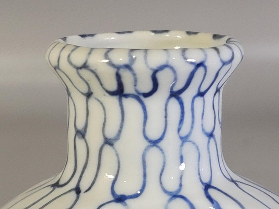 古美術 時代物 五良大甫 呉祥瑞造 染付 網魚紋 花瓶