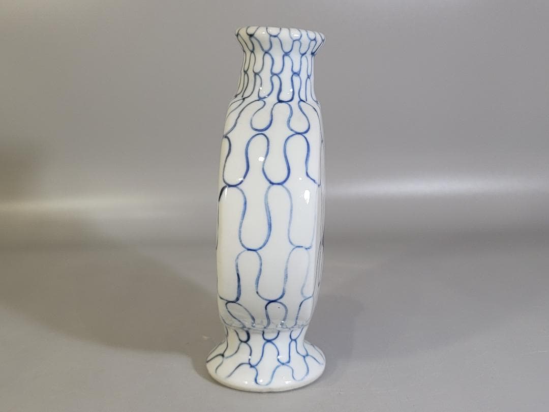 古美術 時代物 五良大甫 呉祥瑞造 染付 網魚紋 花瓶