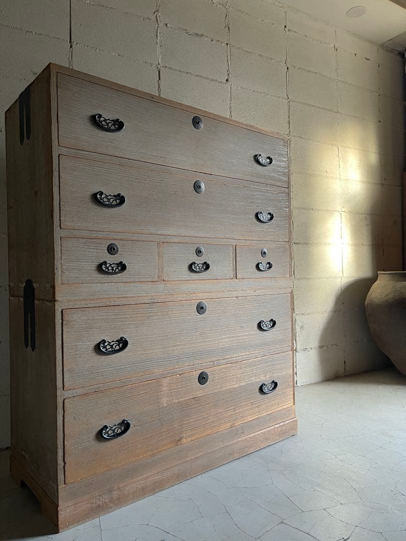 総桐箪笥　古家具　整理タンス　チェスト　5段　ローボード　アンティーク家具　骨董