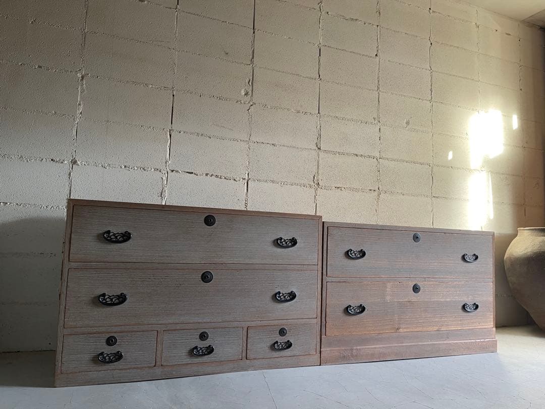 総桐箪笥　古家具　整理タンス　チェスト　5段　ローボード　アンティーク家具　骨董