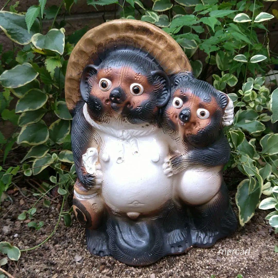 信楽焼 宗陶苑 夫婦たぬき 高さ約32cm