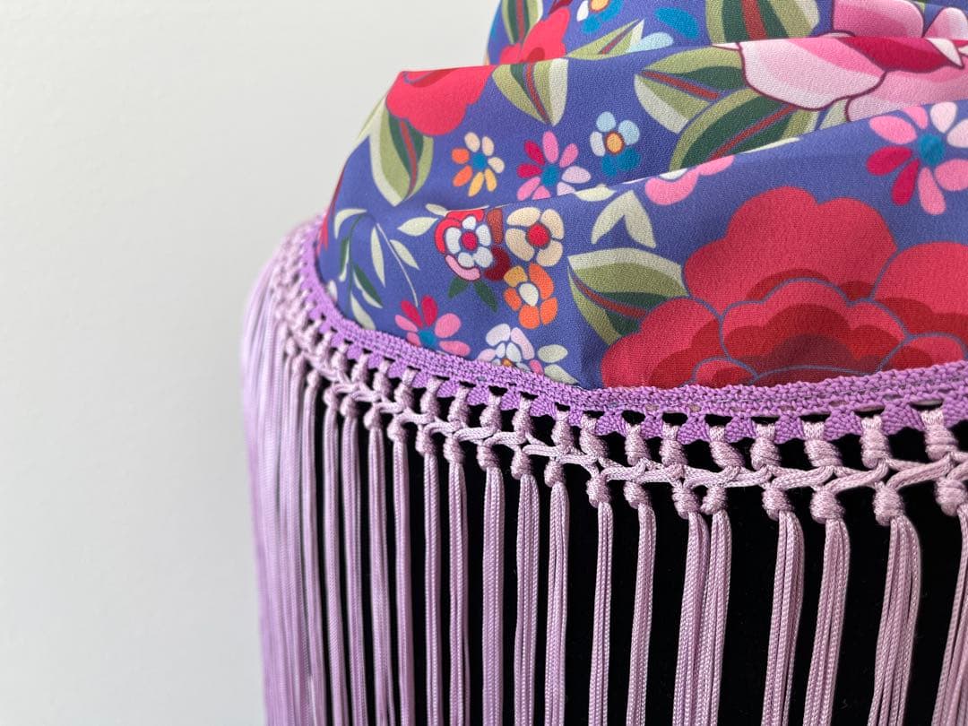 フラメンコ　マントンシージョ　パープルxマントン風花柄　ライラックフレコ