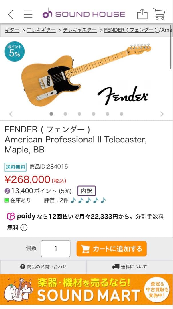 fender american professional ii テレキャス