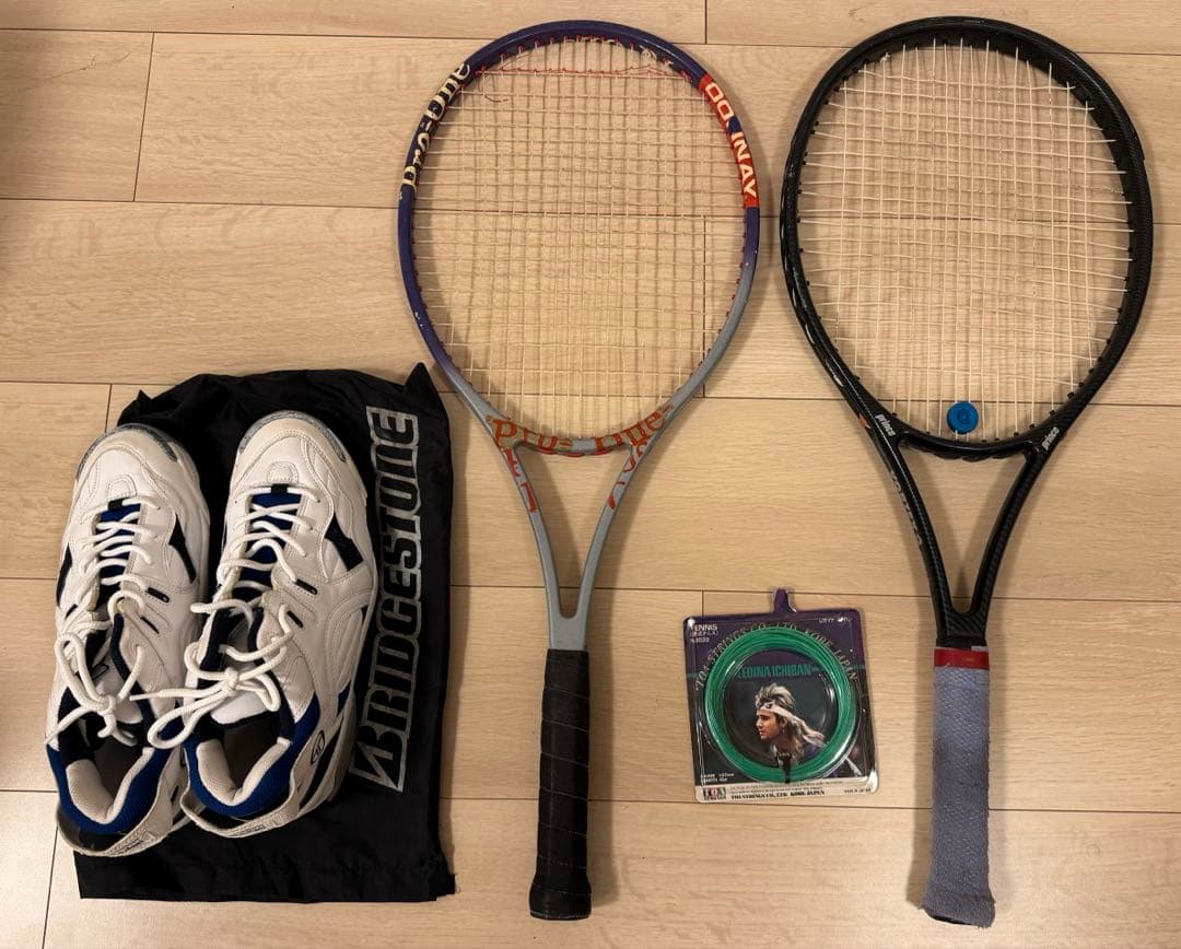 【特価】プリンス、セルジオッキーニなど硬式テニスラケット・シューズセット