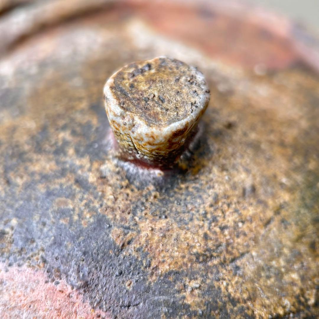 B柴岡信義 備前市無形文化財 備前焼 窯変 共箱 共布 栞 面取 宝瓶 茶器