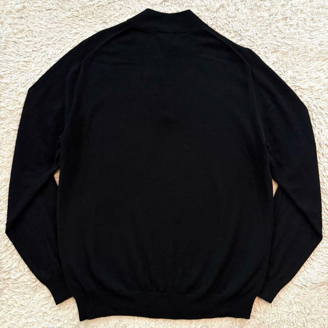 ★カシミヤ混 XLサイズ★ バーバリー ニット ヘンリーネック ホースロゴ 黒