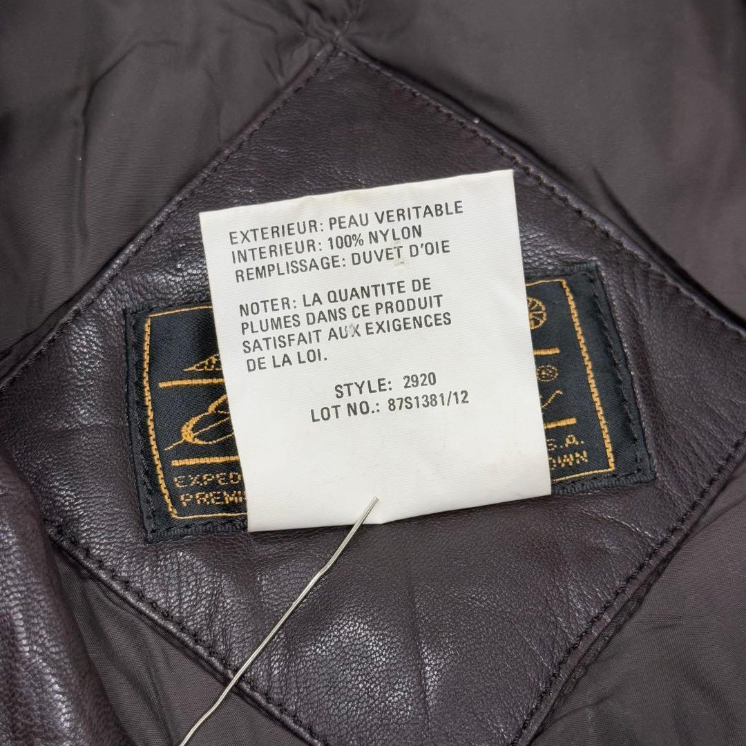 古着 80s 黒タグ エディーバウアー レザー ベスト ジャケット ブラウン茶①