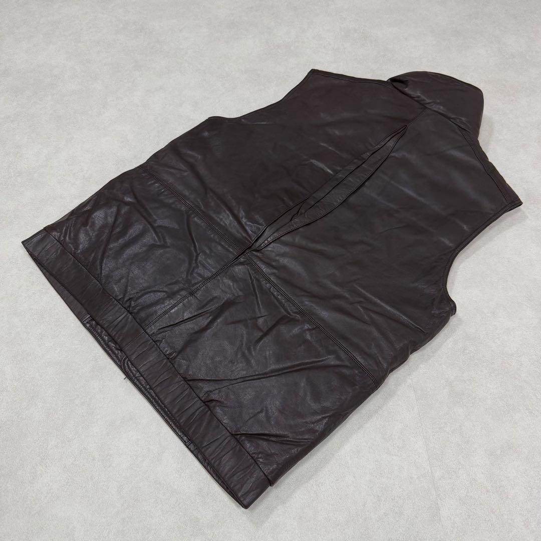 古着 80s 黒タグ エディーバウアー レザー ベスト ジャケット ブラウン茶①