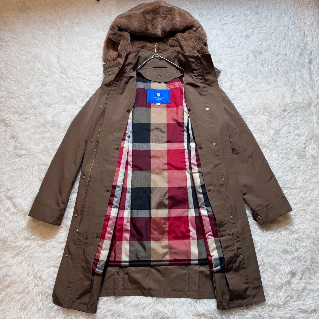 未使用級 ブルーレーベルクレストブリッジ モッズコート ファーフード ライナー付