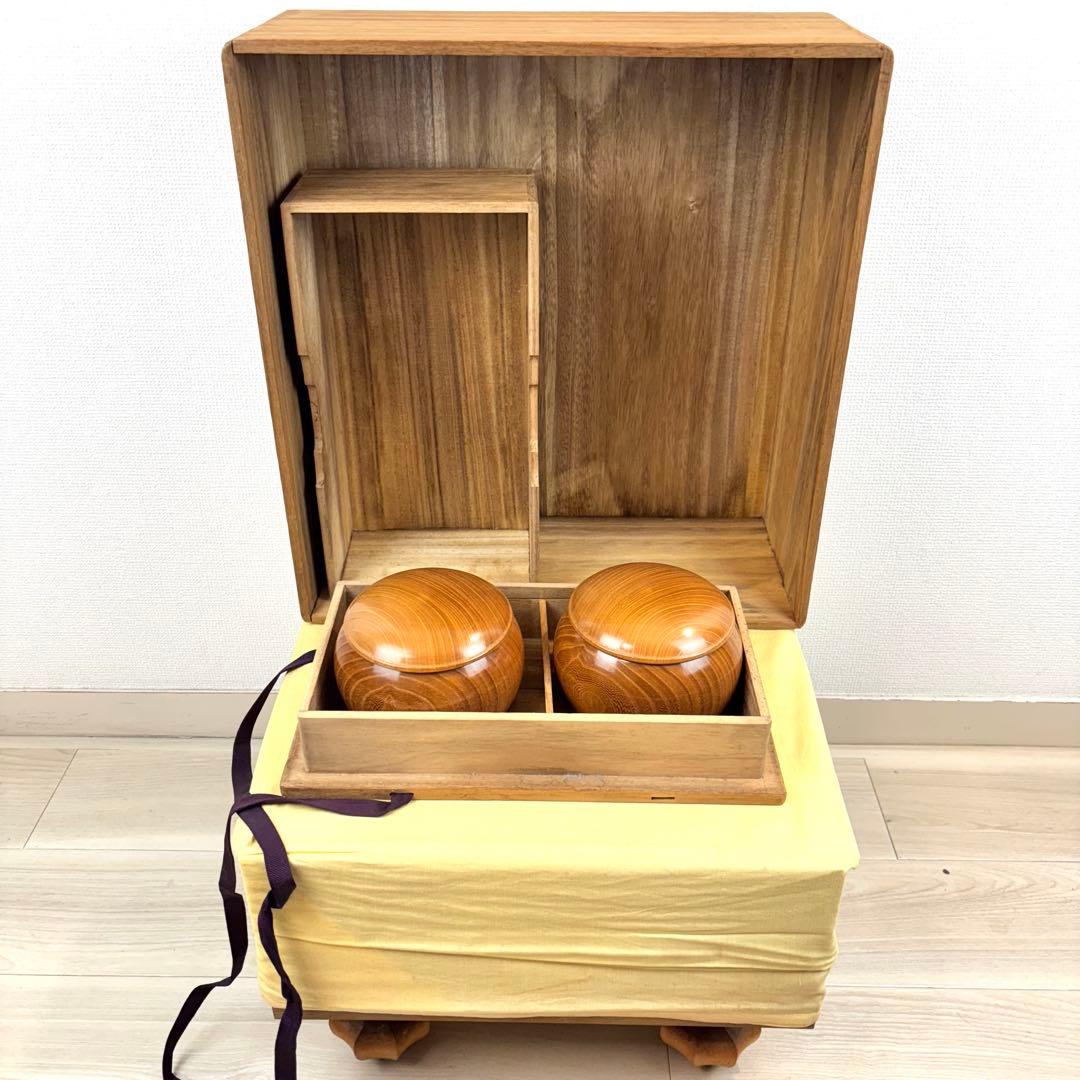 【美品】新榧　天地柾　碁盤蛤碁石号　碁笥セット 高級品　桐箱　碁盤へそ