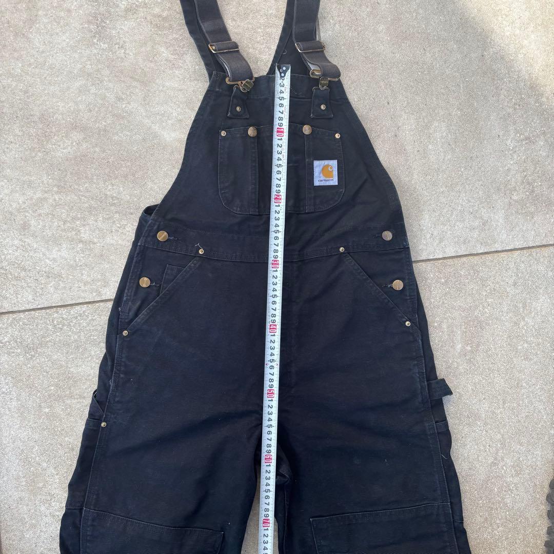 希少USA製 カーハート ダブルニー オーバーオール ブラック W34 ダック
