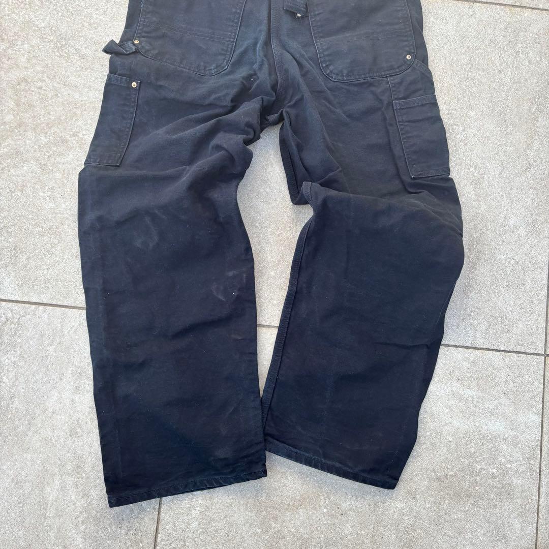 希少USA製 カーハート ダブルニー オーバーオール ブラック W34 ダック