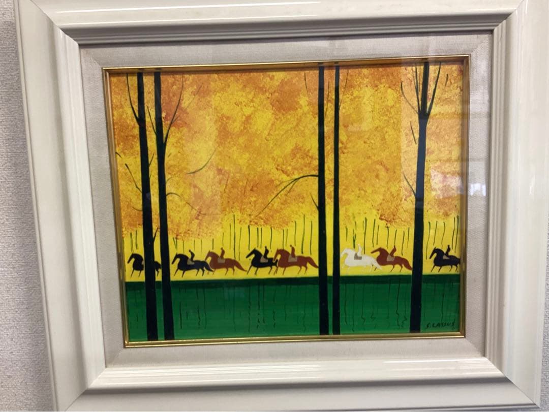 セルジュラシス　6号油彩　タイトル　緑の水面のカバリエ(版画1点付)写真参照