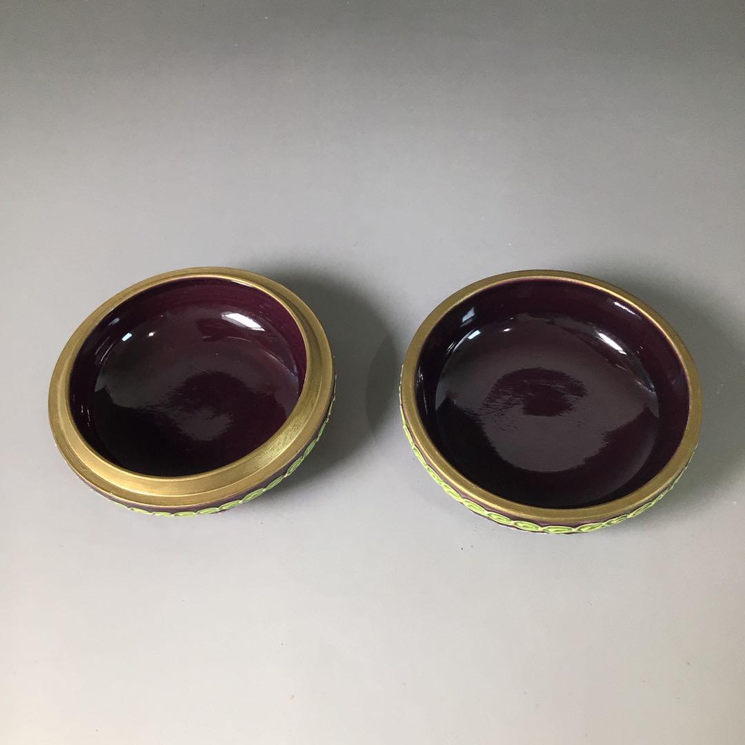 Ｓ２１８　香合　『平安　永泉造』『紫交趾』『鳳凰文』『丸香合』　共箱　茶道具